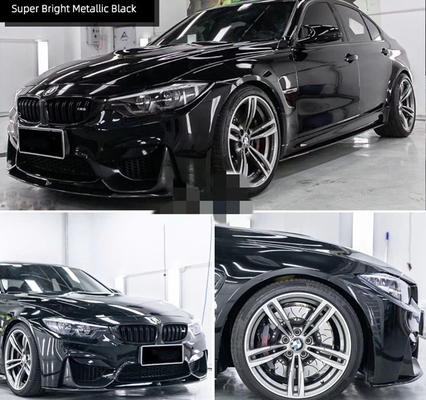 Película negra metálica brillante estupenda del abrigo del coche del lustre de la burbuja de Swipeable del coche del abrigo libre del vinilo