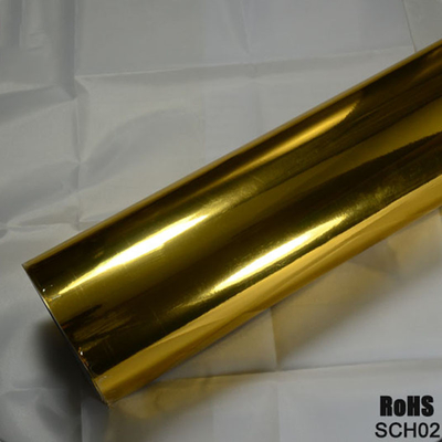 Alto lanzamiento 140gsm desplazable del aire del abrigo del vinilo del coche de Chrome del oro del lustre