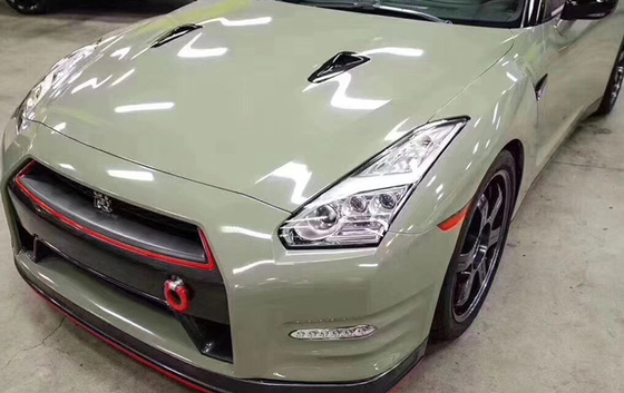 El coche ultra alto desplazable del lustre de la tolerancia de calor envuelve el abrigo automotriz verde de color caqui del vinilo