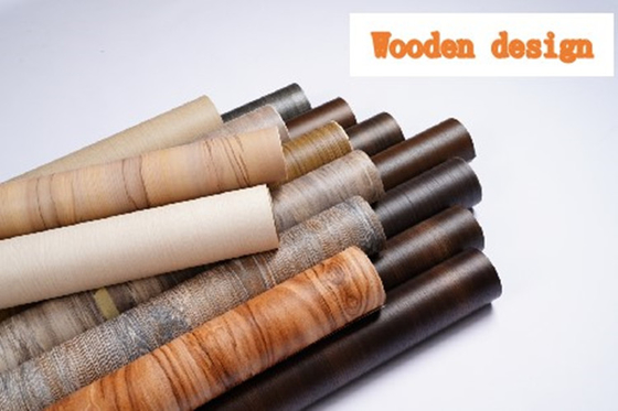Grano de madera de la ampolla	Vinilo laminado decorativo 0.8m m del pegamento de los muebles de la película