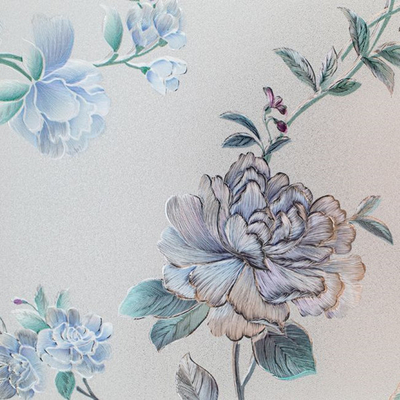 Resistente ULTRAVIOLETA decorativo azul de la película de vidrio de la ventana de Rose Textured 3D